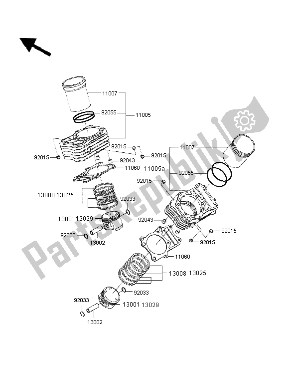 All parts for the Cylinder & Piston(s) of the Kawasaki VN 800 1997