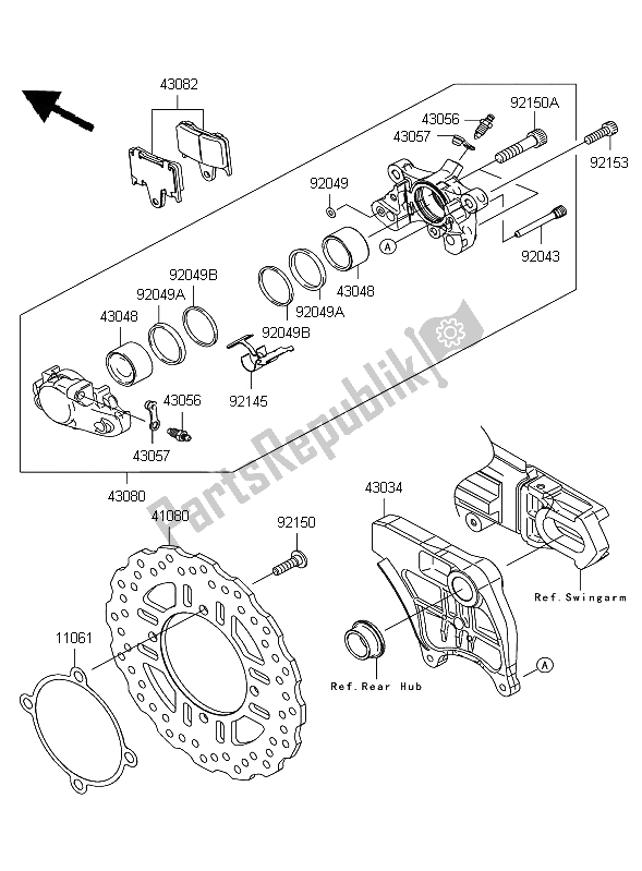 Tutte le parti per il Freno Posteriore del Kawasaki ZZR 1400 2006