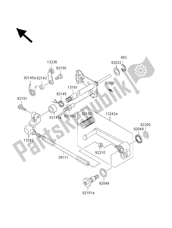 All parts for the Gear Change Mechanism of the Kawasaki Ninja ZX 12R 1200 2000