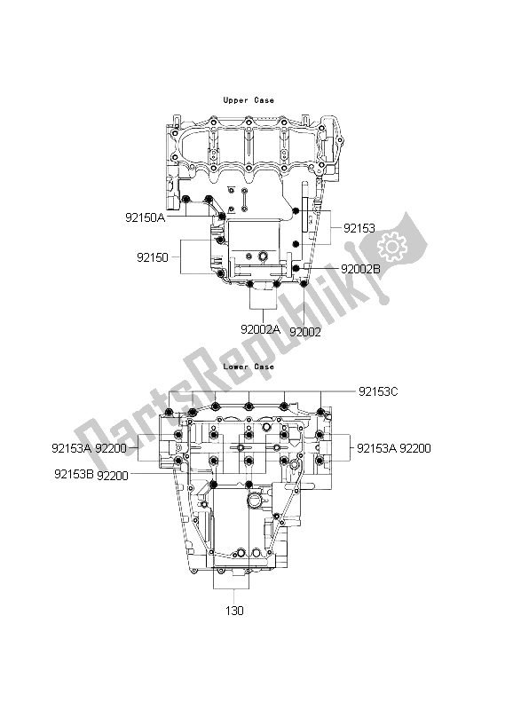 Tutte le parti per il Modello Del Bullone Del Basamento del Kawasaki Ninja ZX 6 RR 600 2004