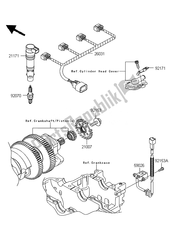 Alle onderdelen voor de Ontbrandingssysteem van de Kawasaki ZZR 1400 ABS 2010