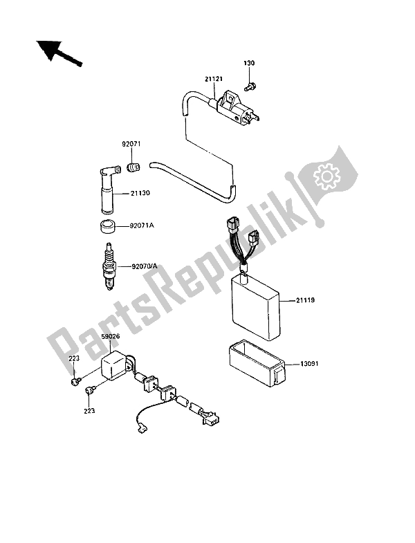 Tutte le parti per il Sistema Di Accensione del Kawasaki KLR 500 1987