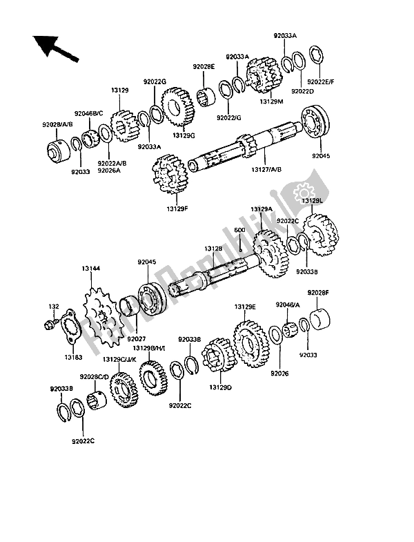 Tutte le parti per il Trasmissione del Kawasaki GPZ 550 1987