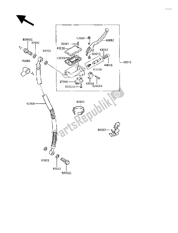 Tutte le parti per il Pompa Freno Anteriore del Kawasaki GPX 250R 1989