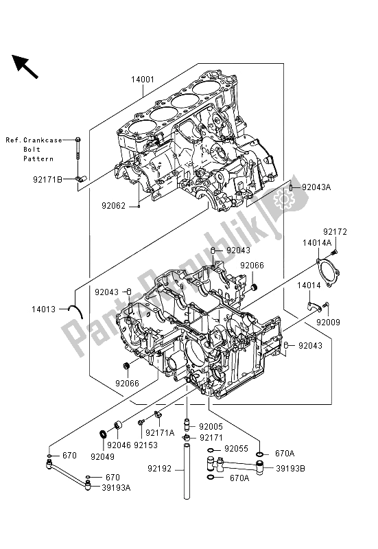 Alle onderdelen voor de Carter van de Kawasaki 1400 GTR ABS 2013