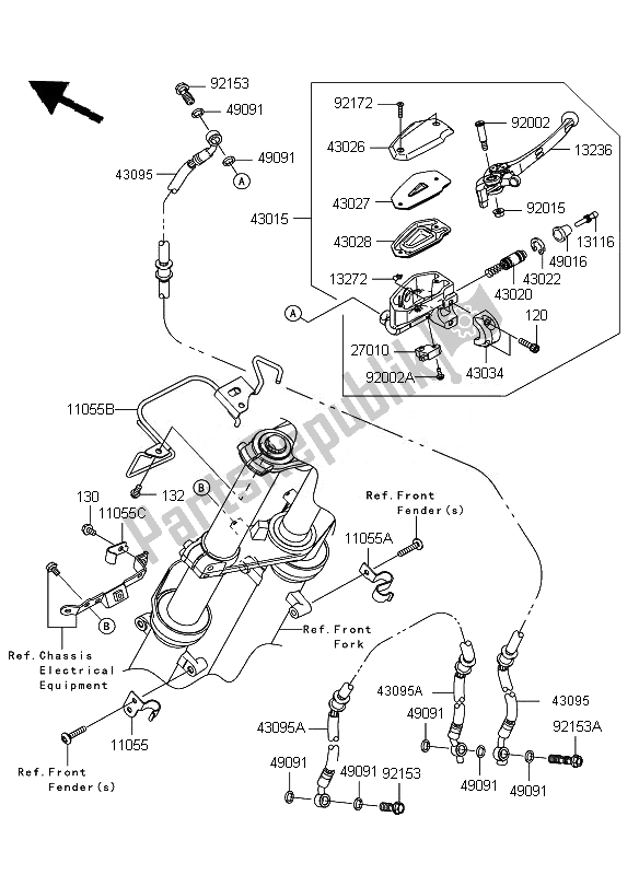 Wszystkie części do Przedni Cylinder G?ówny Kawasaki ER 6F 650 2010