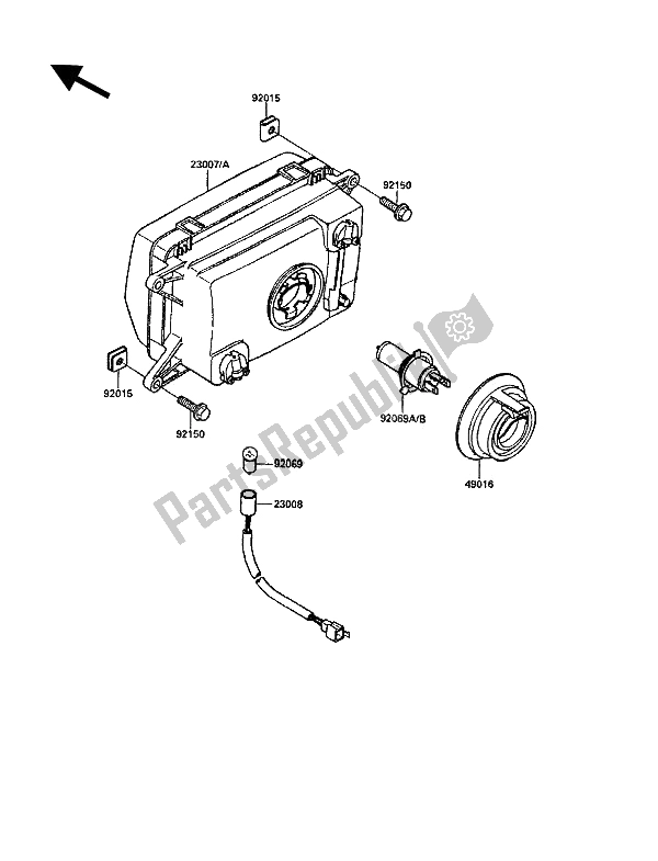 Tutte le parti per il Faro del Kawasaki KR 1 250 1990