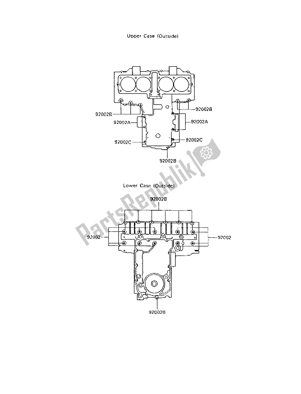 Tutte le parti per il Modello Del Bullone Del Basamento del Kawasaki GPZ 600R 1989