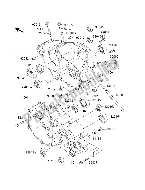 Tutte le parti per il Carter del Kawasaki KX 80 SW LW 2000