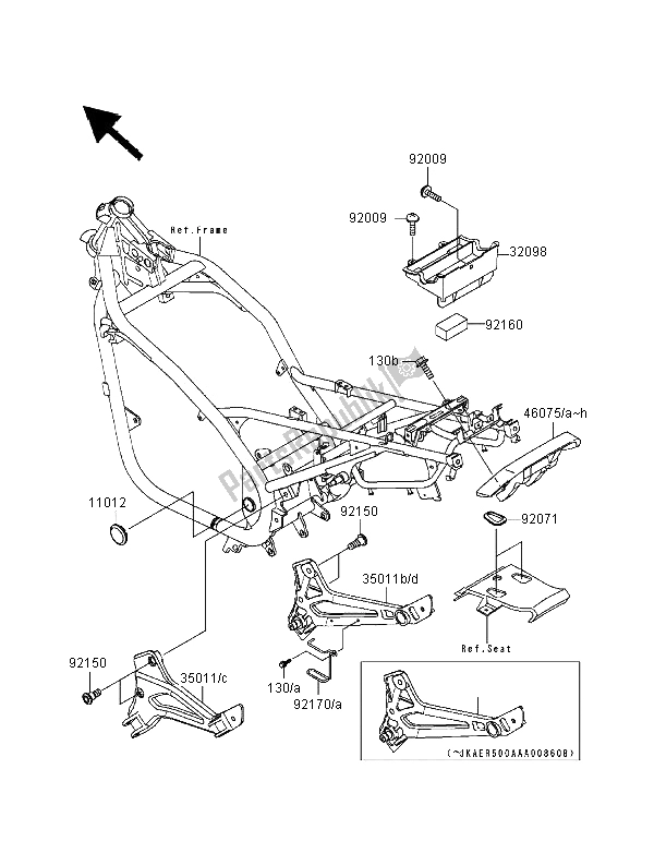 All parts for the Electro Bracket of the Kawasaki ER 500 2000