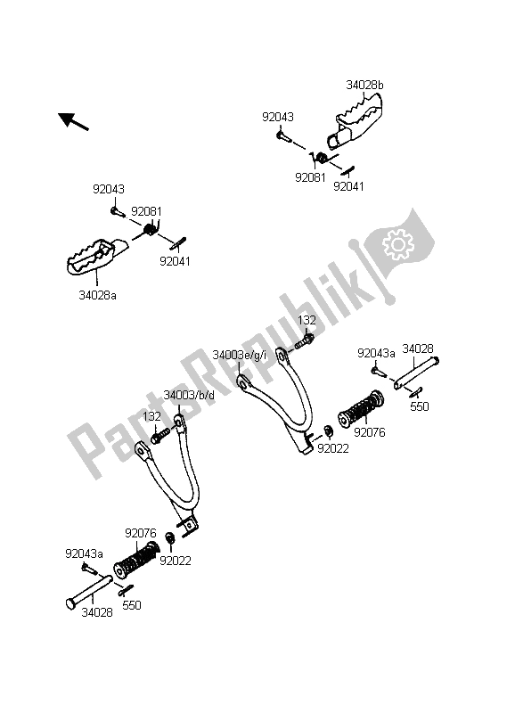 Tutte le parti per il Poggiapiedi del Kawasaki KMX 125 1998