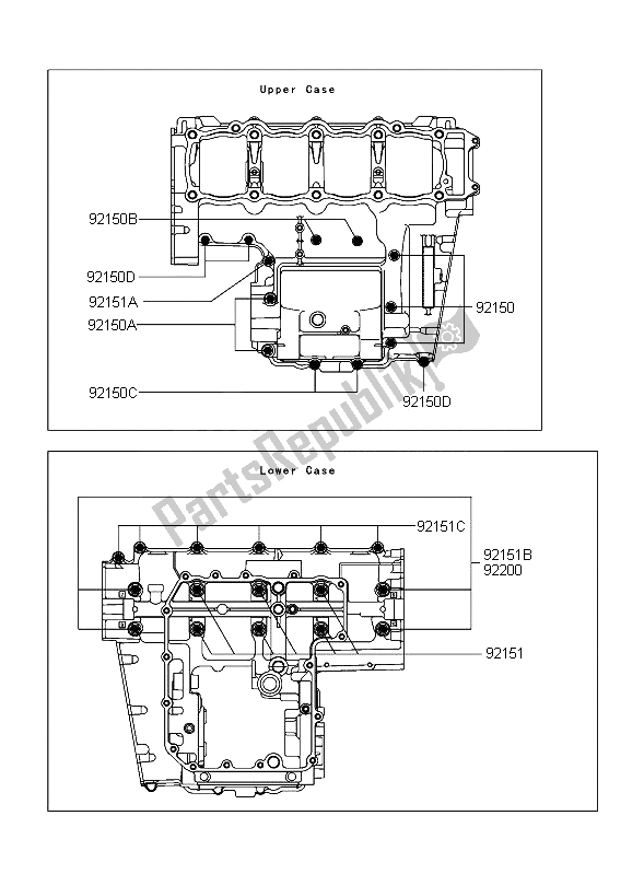 Todas las partes para Patrón De Perno Del Cárter de Kawasaki Z 750 2006