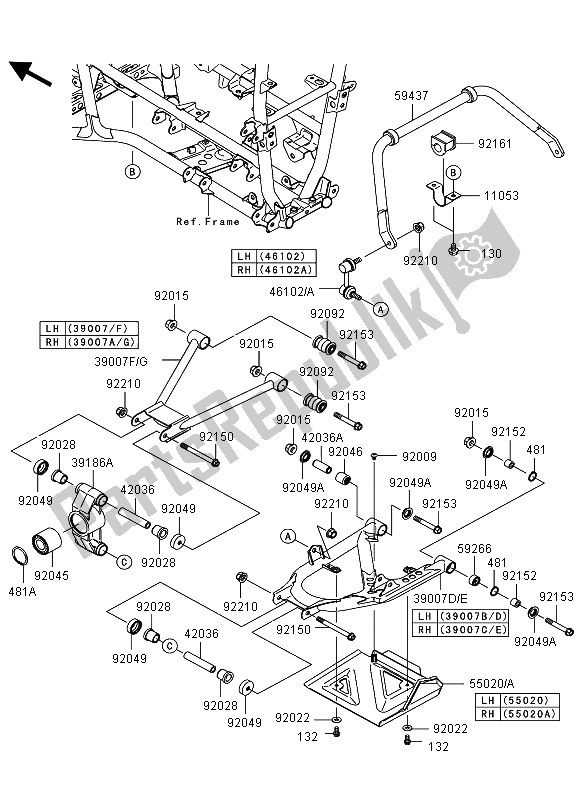 All parts for the Rear Suspension of the Kawasaki KVF 750 4X4 2011