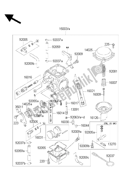 Tutte le parti per il Carburatore del Kawasaki KLR 650 2001