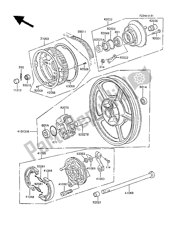 Wszystkie części do Piasta Tylna Kawasaki GPZ 305 Belt Drive 1986