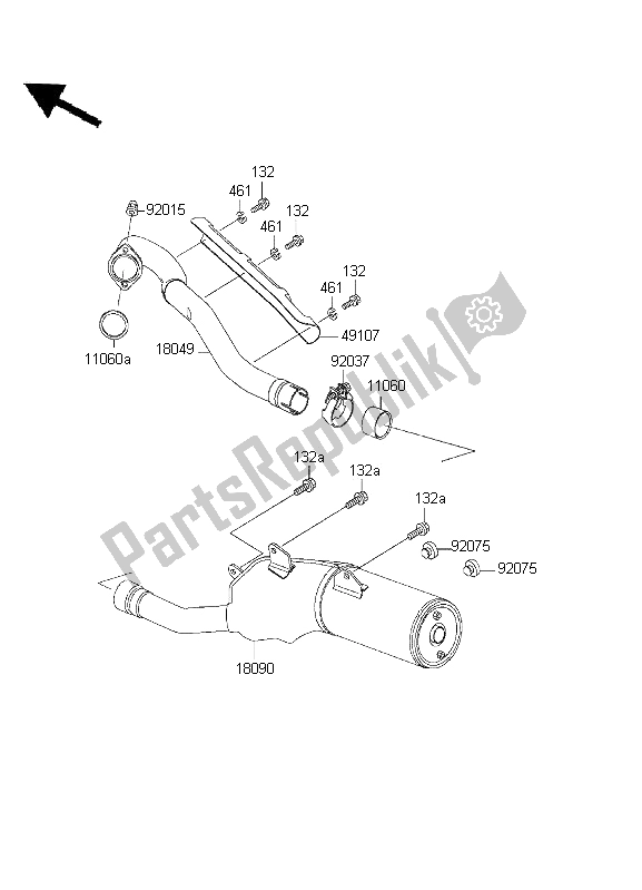 Tutte le parti per il Silenziatore del Kawasaki KLX 300R 2001