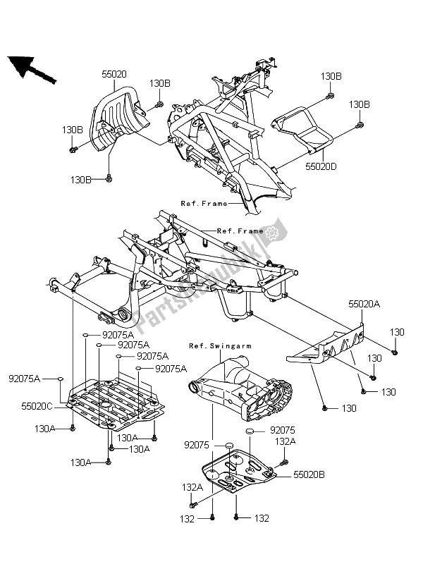 All parts for the Guard of the Kawasaki KFX 700 2008