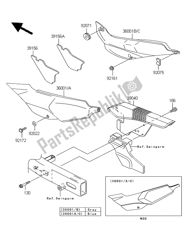 All parts for the Side Covers & Chain Cover of the Kawasaki KLE 500 2006