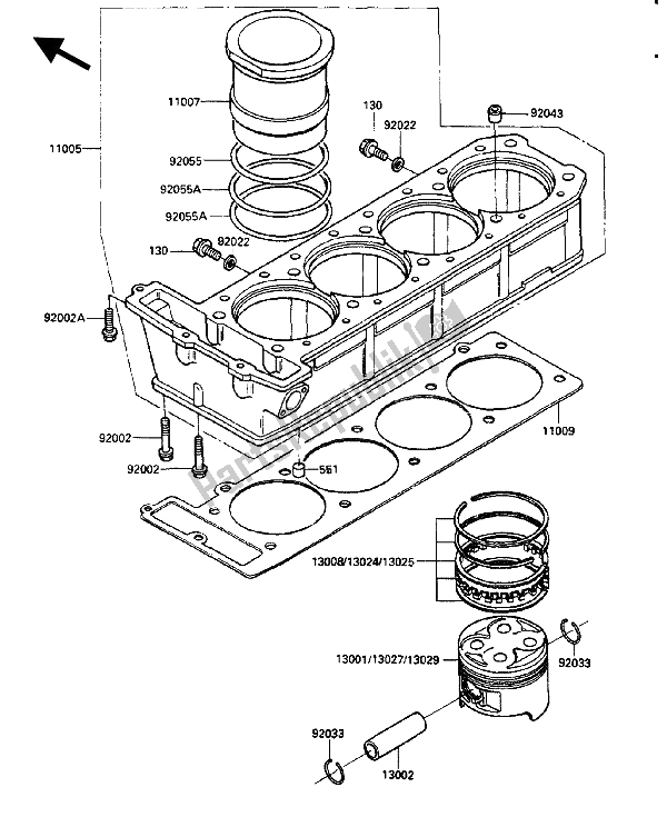 Tutte le parti per il Cilindro E Pistone del Kawasaki GPZ 750R 1986