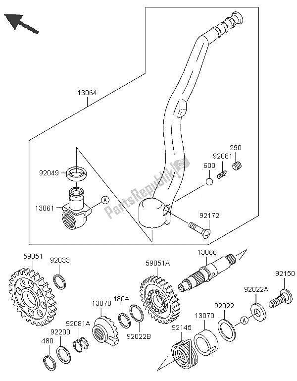 Tutte le parti per il Meccanismo Di Kickstarter del Kawasaki KX 250 2005