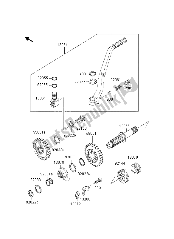 Todas as partes de Mecanismo De Kickstarter do Kawasaki KX 500 1997