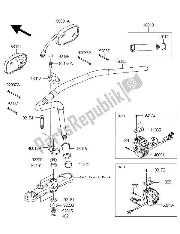 All parts for the Handlebar of the Kawasaki VN 1700 Voyager Custom ABS 2012