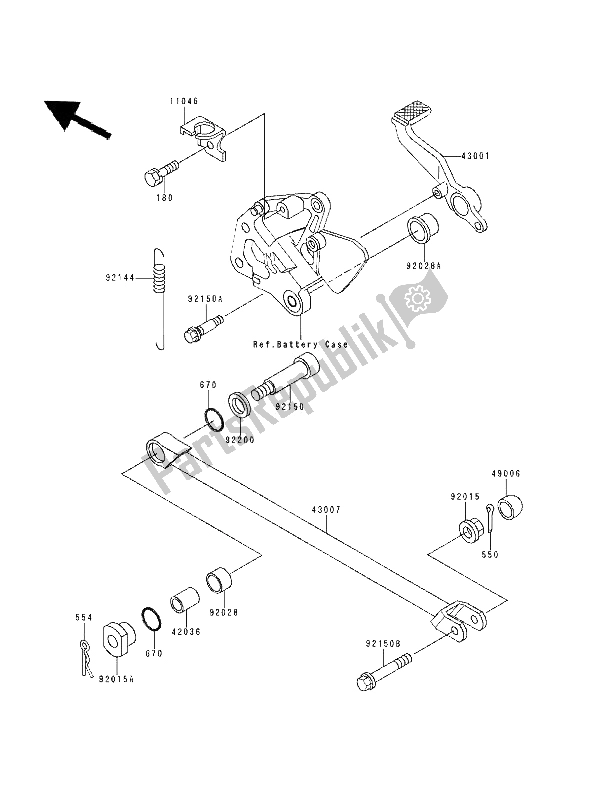 All parts for the Brake Pedal of the Kawasaki ZXR 400 1994