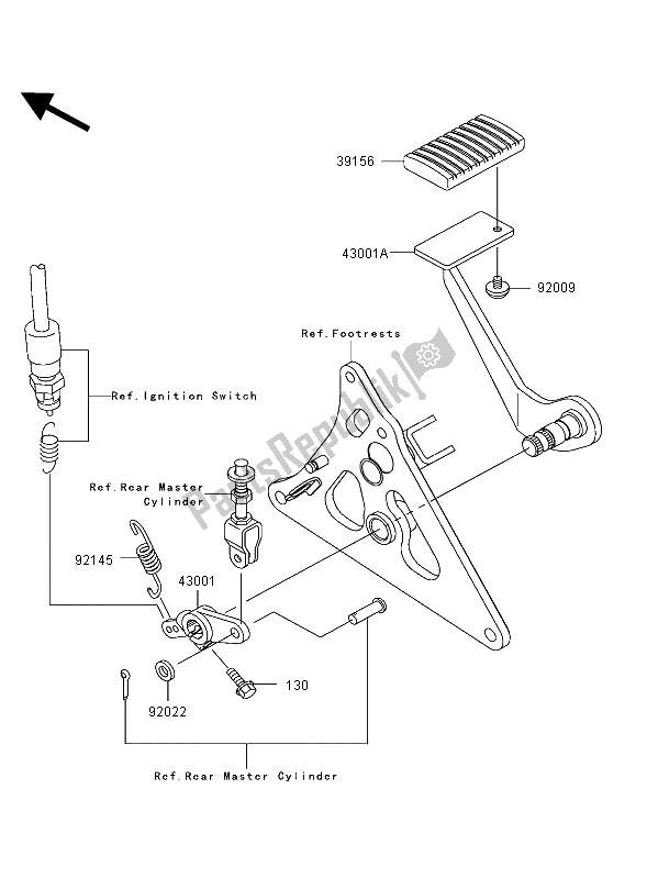 Tutte le parti per il Pedale Del Freno del Kawasaki VN 1500 Mean Streak 2003