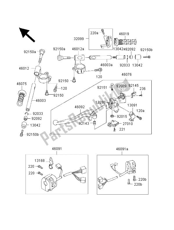 Wszystkie części do Kierownica Kawasaki Ninja ZX 6R 600 2000