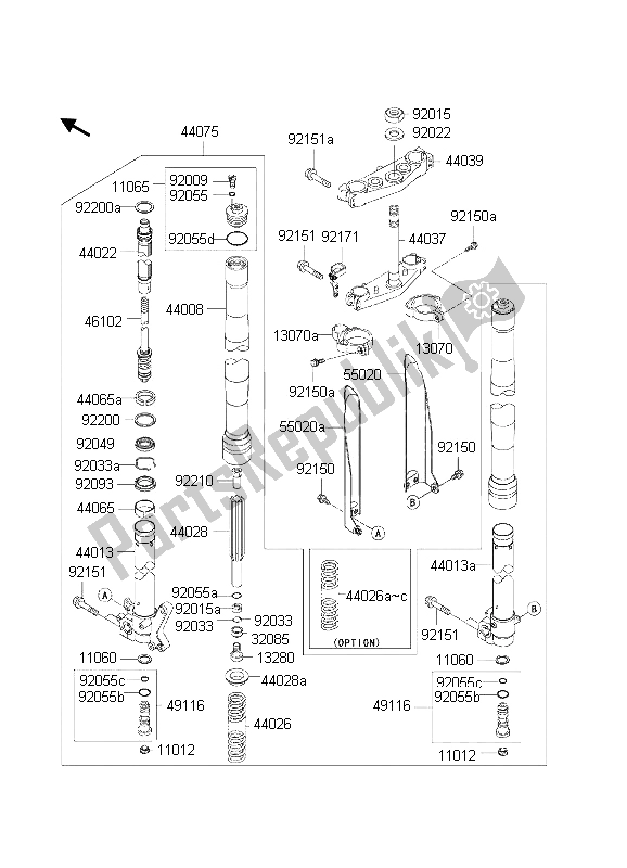 All parts for the Front Fork of the Kawasaki KX 250 2002