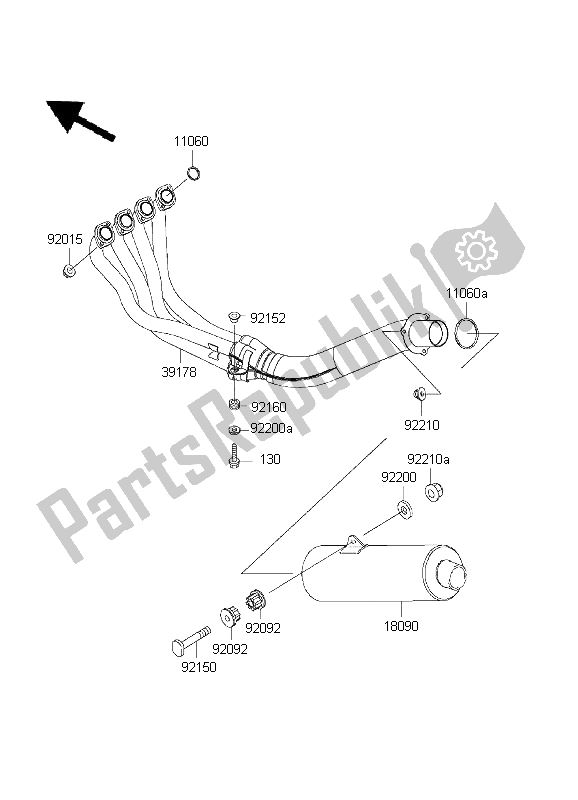 All parts for the Muffler of the Kawasaki Ninja ZX 6R 600 2001