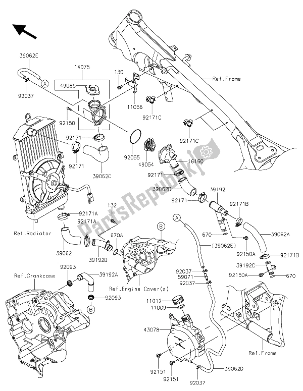 All parts for the Water Pipe of the Kawasaki VN 900 Custom 2015