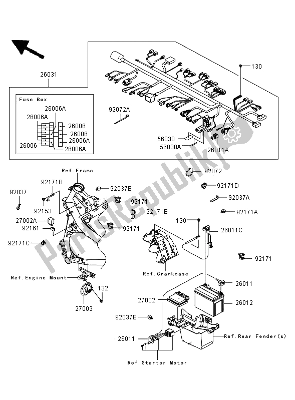 Tutte le parti per il Equipaggiamento Elettrico Del Telaio del Kawasaki ER 6N 650 2008