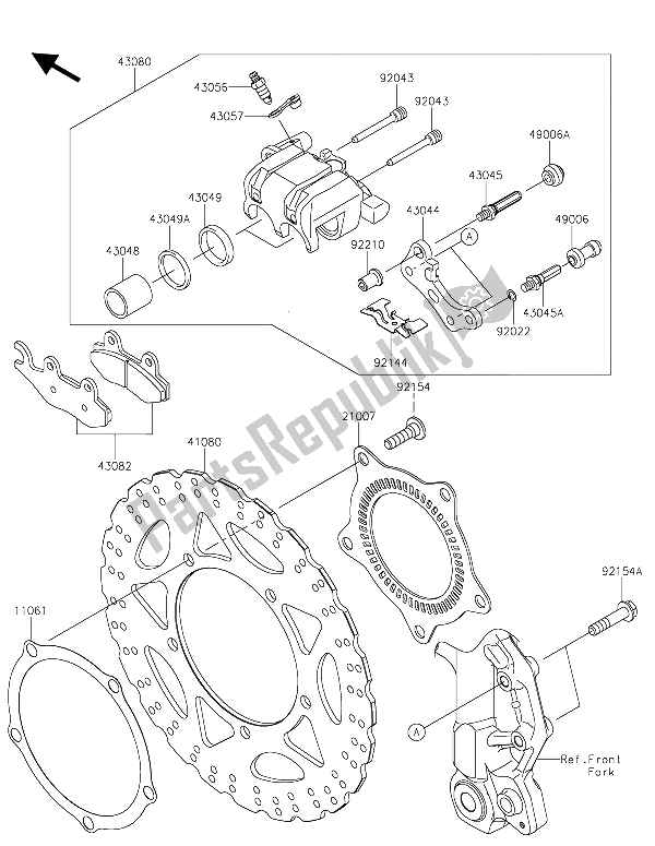 All parts for the Front Brake of the Kawasaki Z 300 ABS 2015