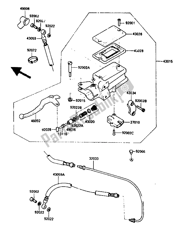 Tutte le parti per il Pompa Frizione del Kawasaki GPZ 900R 1985