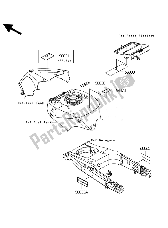 All parts for the Labels of the Kawasaki ZZR 1400 2007