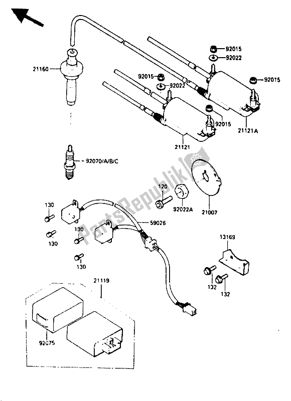 Todas las partes para Bobina De Encendido de Kawasaki GPZ 900R 1985