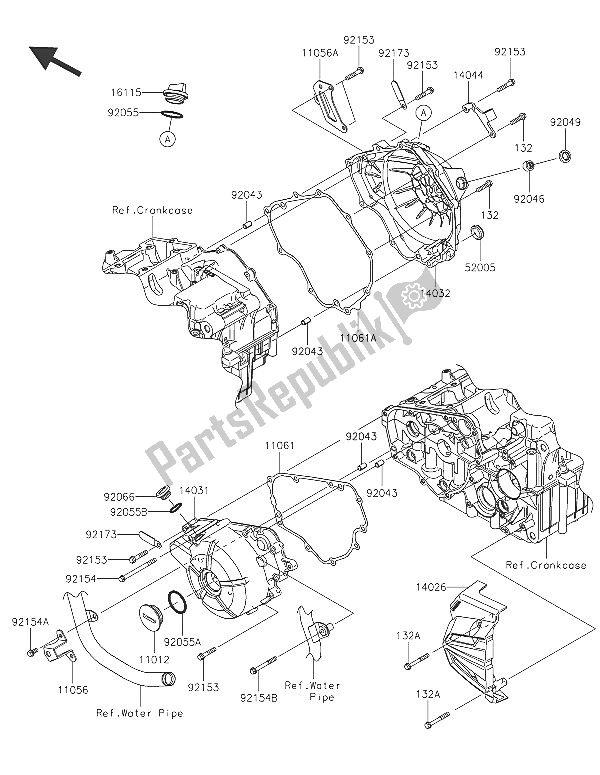 All parts for the Engine Cover(s) of the Kawasaki Ninja 300 2016