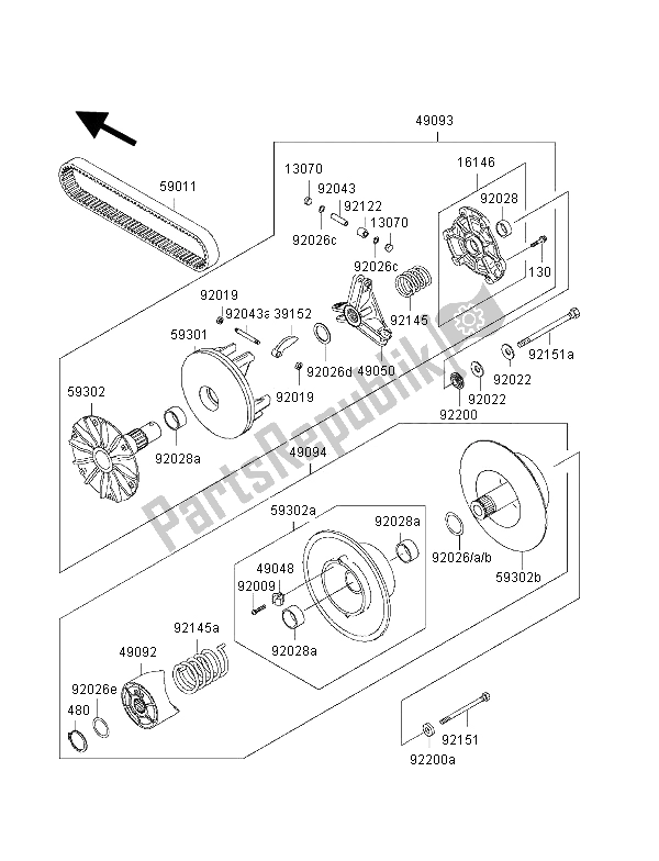 Tutte le parti per il Convertitore Di Unità del Kawasaki KVF 400 4X4 2002