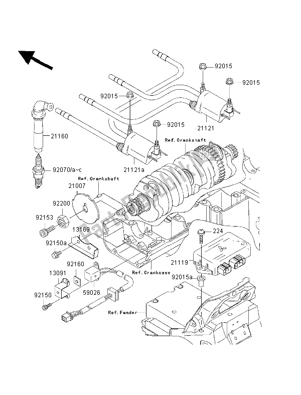 All parts for the Iginition System of the Kawasaki ZRX 1200R 2002