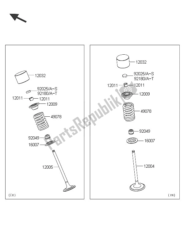 All parts for the Valve(s) of the Kawasaki 1400 GTR ABS 2016