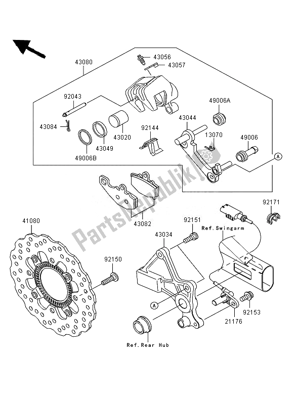 All parts for the Rear Brake of the Kawasaki ER 6N ABS 650 2007