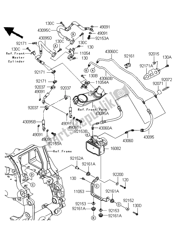 Tutte le parti per il Tubazioni Del Freno del Kawasaki 1400 GTR 2008