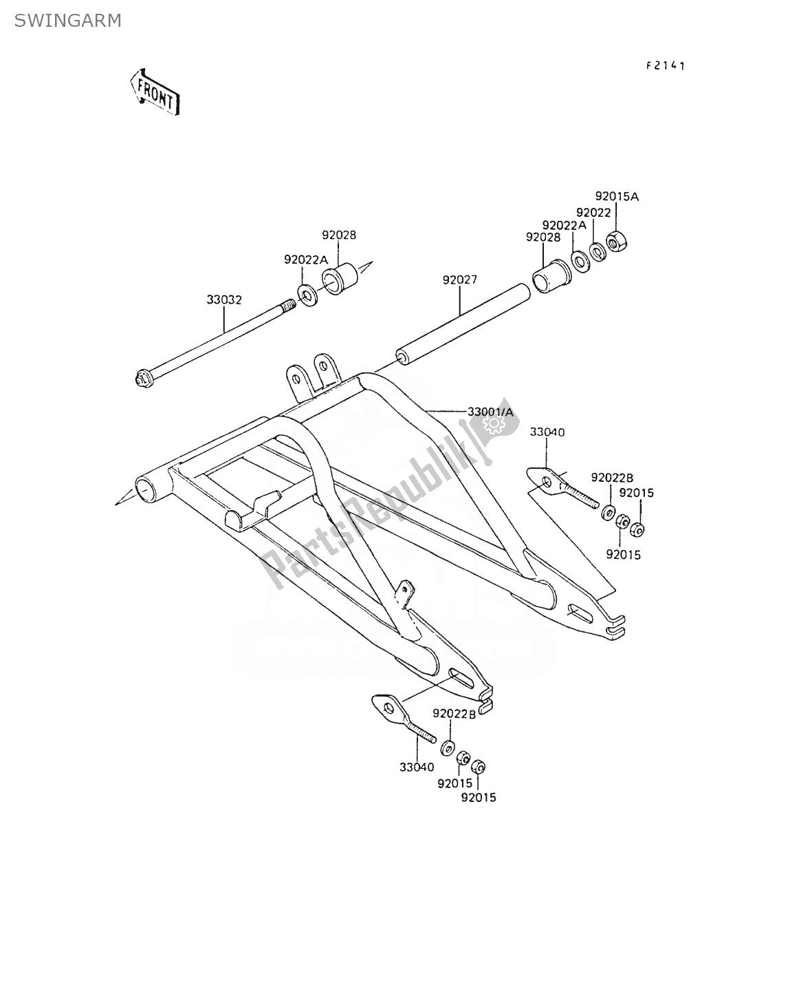 All parts for the Swingarm of the Kawasaki AR 80 1988