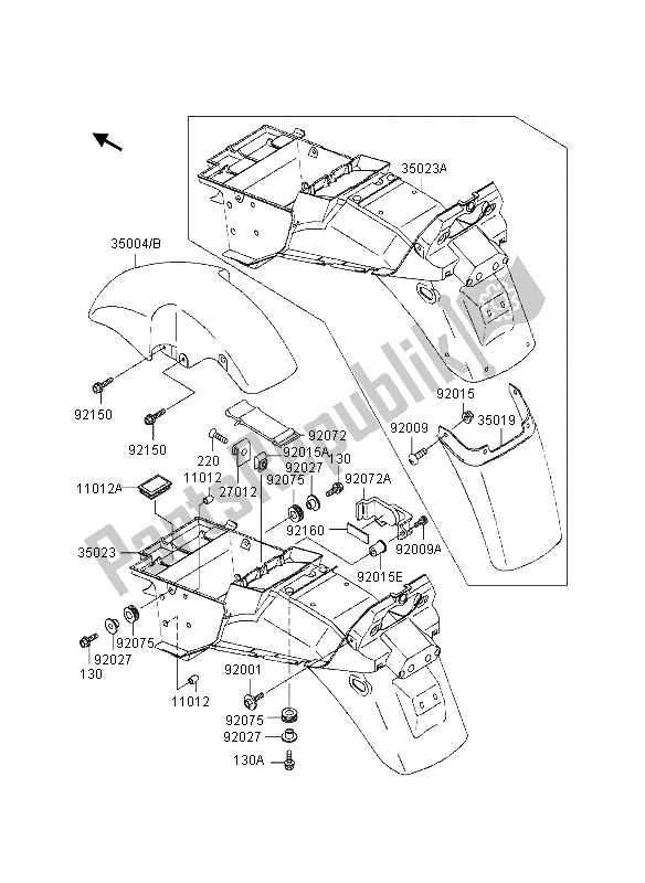 Alle onderdelen voor de Spatborden van de Kawasaki GPZ 1100 1995