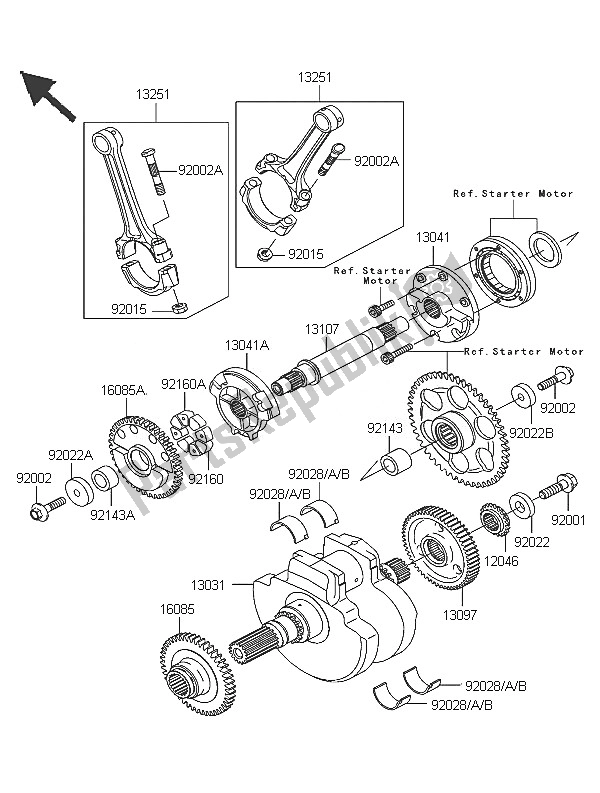 All parts for the Crankshaft of the Kawasaki VN 1600 Classic 2005