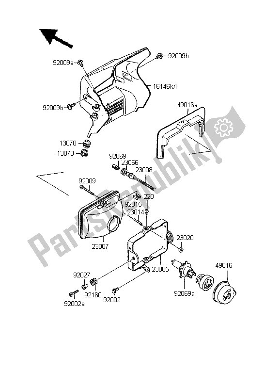 All parts for the Headlight of the Kawasaki KMX 125 SW 1995