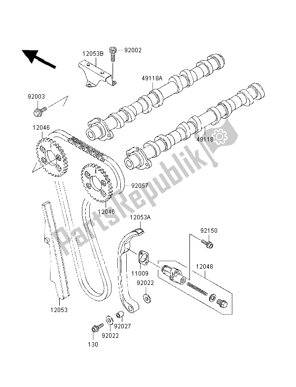 All parts for the Camshaft & Tensioner of the Kawasaki ZZ R 1100 1998