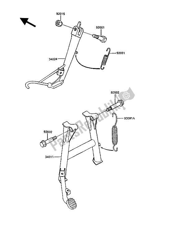 All parts for the Stand(s) of the Kawasaki GPZ 900R 1986