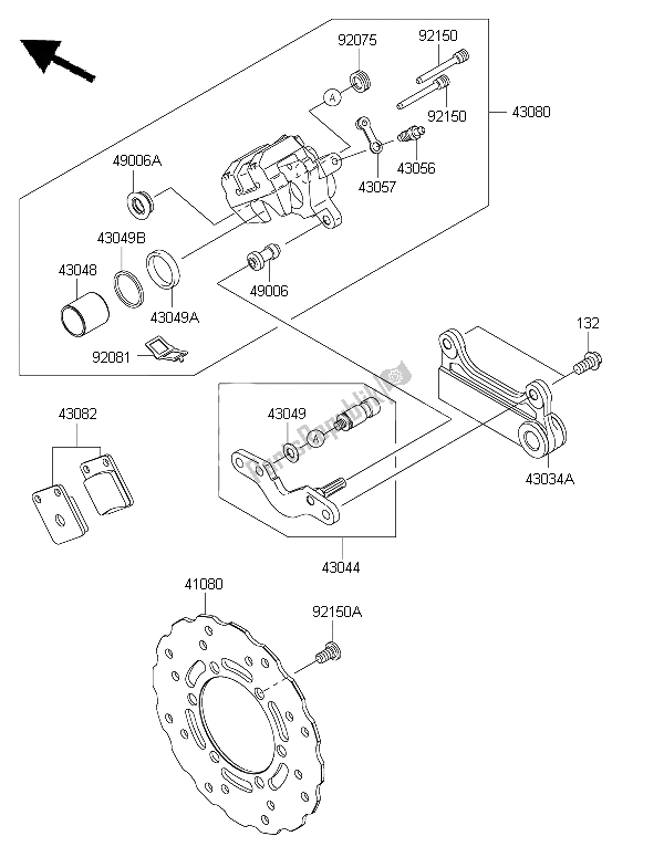 Alle onderdelen voor de Achterrem van de Kawasaki KLX 125 2015